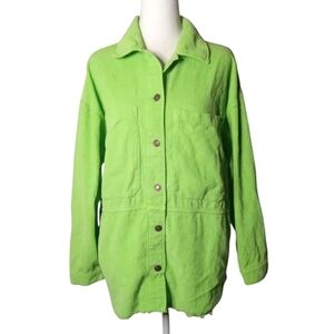 Anthropologie Stradivarius Lime Green Corduroy Cotton Shacket Size Small
